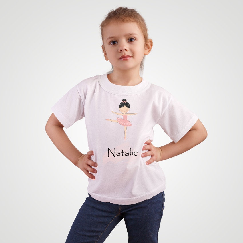 Personalised Ballerina Print T-Shirt - Dancers - Dancing - Girls T-Shirt - Custom Made - Blonde, Brunette, Brown, Dark