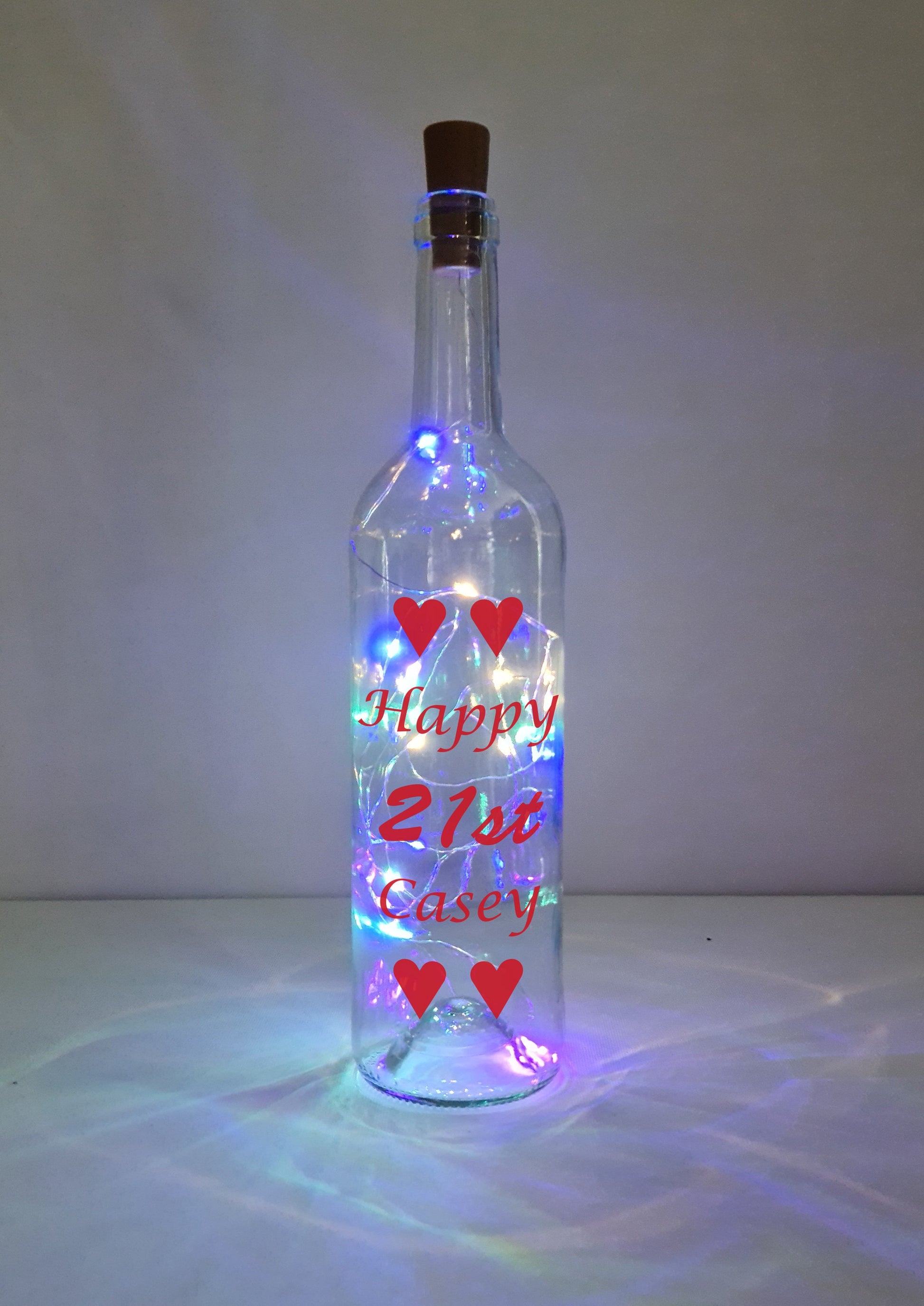 Personalised 21st Birthday Gift For Her, Light Up Heart Wine Bottle, Birthday Gift For Woman, Best Friend Present, Daughter Birthday