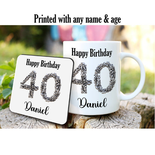 Personalised Birthday Mug & Coaster Gift Set
