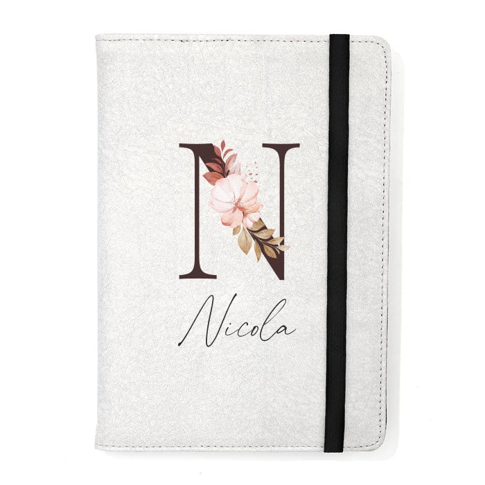 Personalised Poly A5 Notepad, Floral Initial, Wedding Planner, College Book, Gift For Her, Sister Friend, Daughter