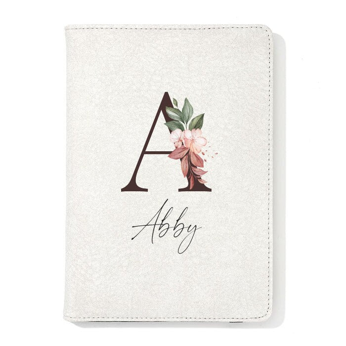Personalised Poly A5 Notepad, Floral Initial, Wedding Planner, College Book, Gift For Her, Sister Friend, Daughter