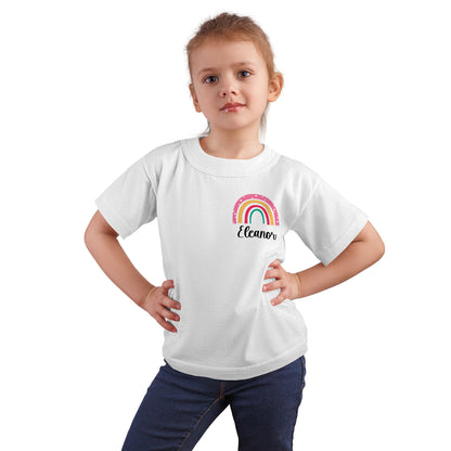 Personalised Children's Girls T-Shirt, Rainbow Print With Name, Custom Clothing, Kids Tee, Floral